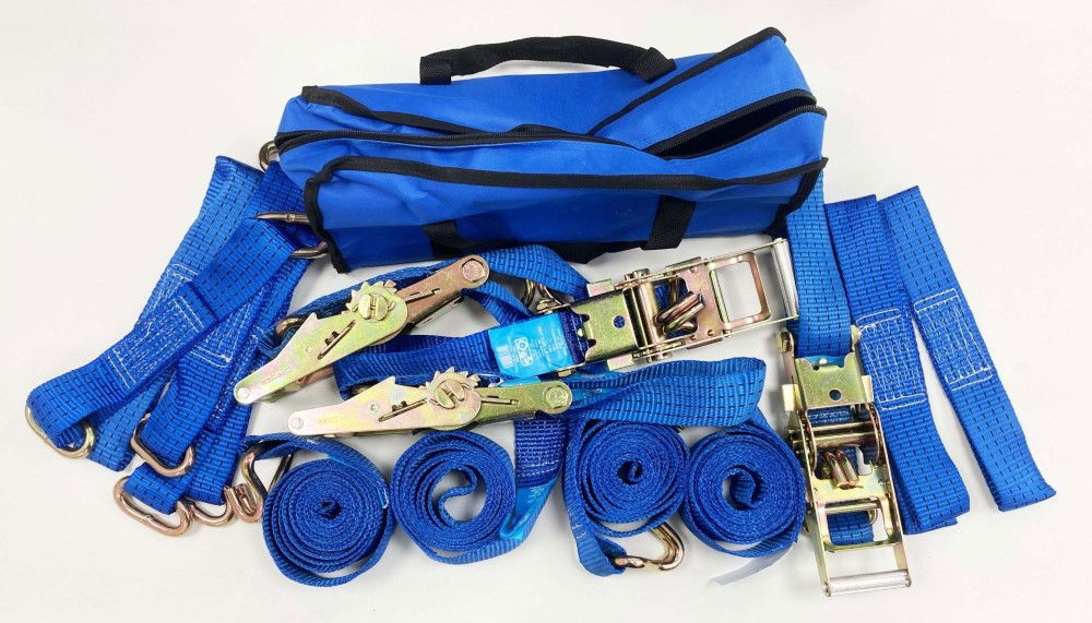 CAR TRANSPORTER SET 16PC INCLUDES RATCHET TIE DOWNS AND CHOKER STRAPS - TOOLZONE KDPTD068 thumbnail 4