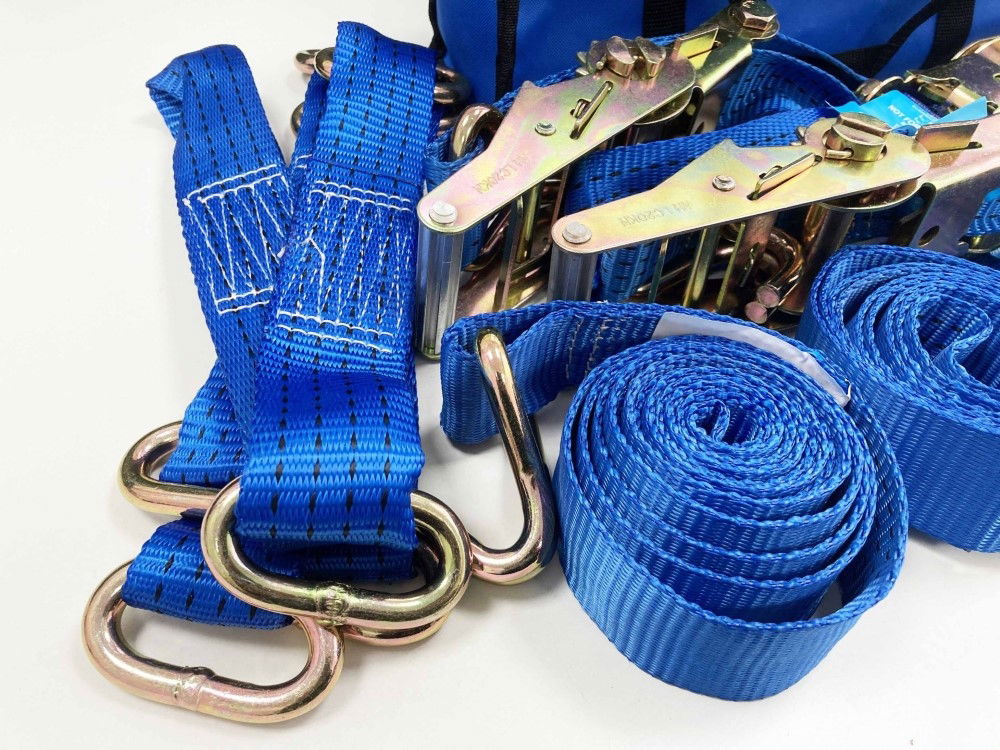CAR TRANSPORTER SET 16PC INCLUDES RATCHET TIE DOWNS AND CHOKER STRAPS - TOOLZONE KDPTD068 thumbnail 5
