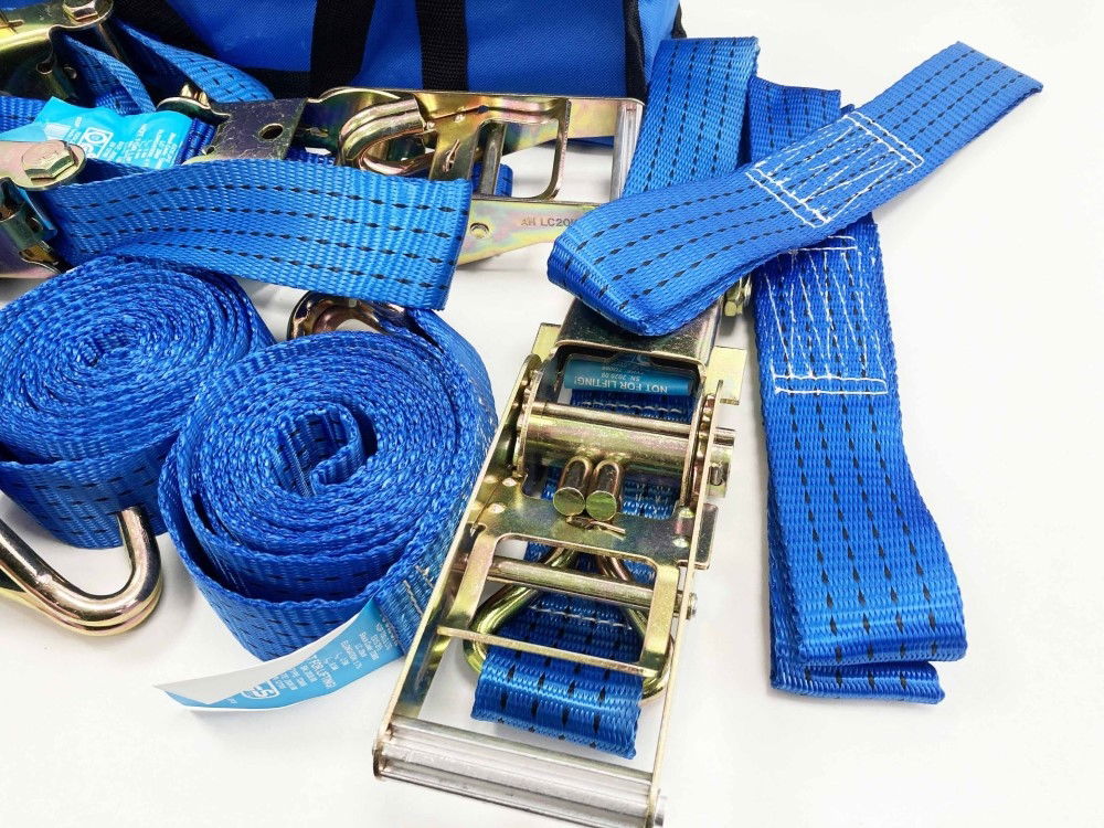 CAR TRANSPORTER SET 16PC INCLUDES RATCHET TIE DOWNS AND CHOKER STRAPS - TOOLZONE KDPTD068 thumbnail 6