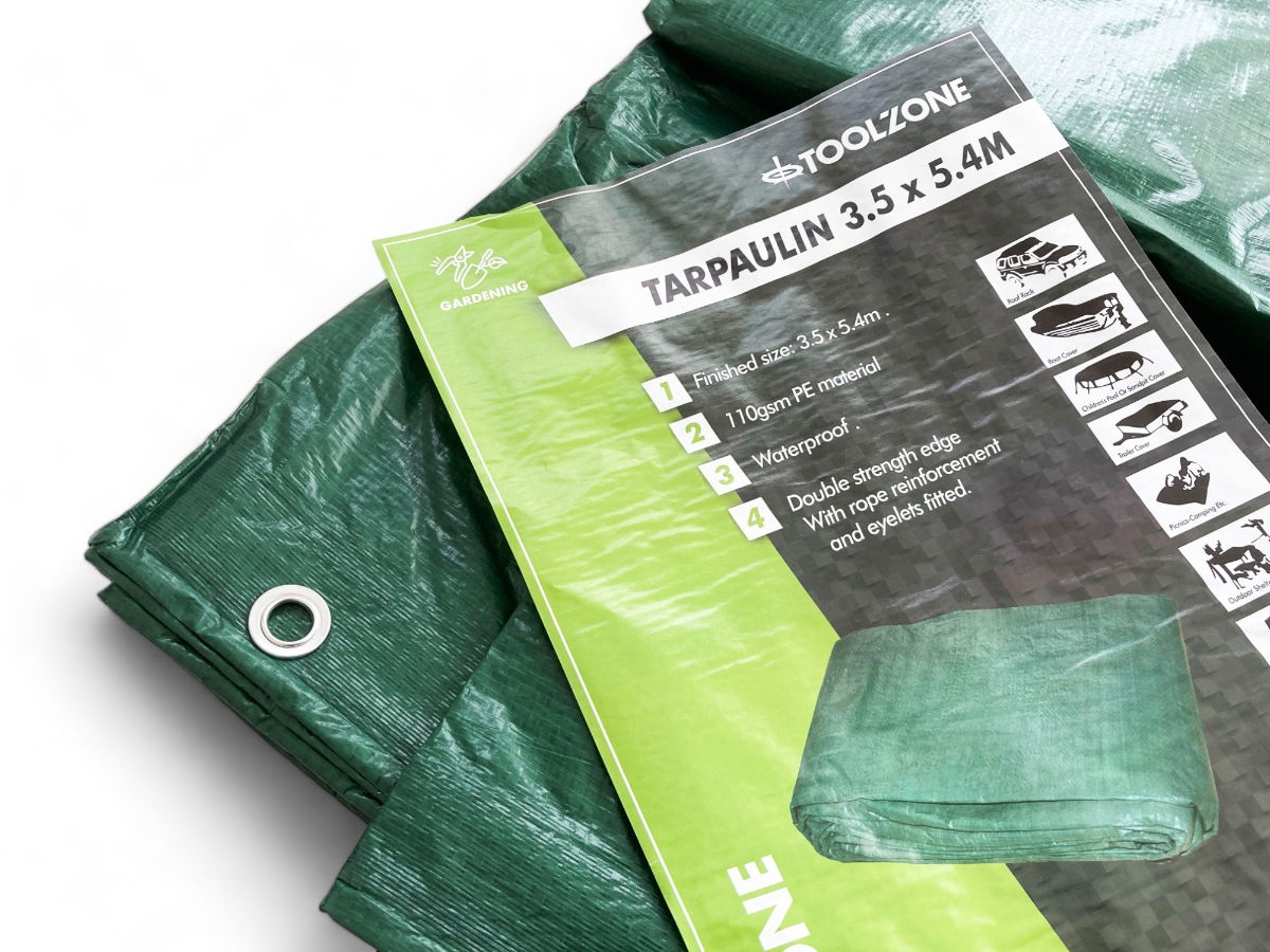TARPAULIN 3.5m x 5.4m POLYETHYLENE WITH EYELETS - TOOLZONE KDPTL009 thumbnail 2
