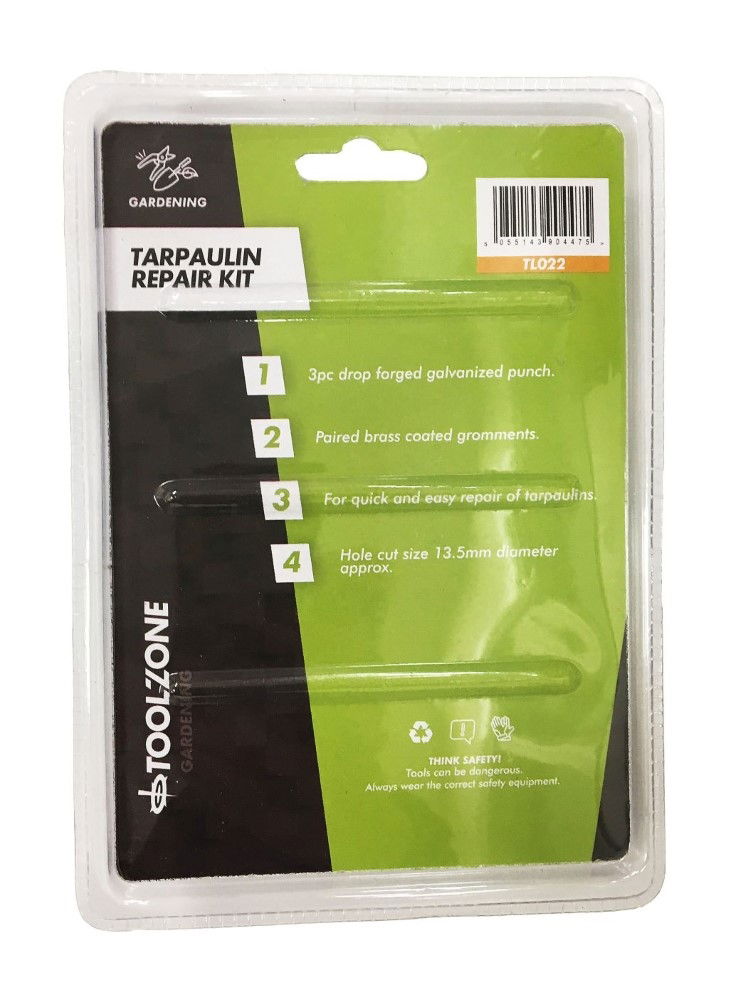 TARPAULIN REPAIR KIT WITH 13.5mm PUNCH AND GROMMETS - TOOLZONE KDPTL022 thumbnail 2