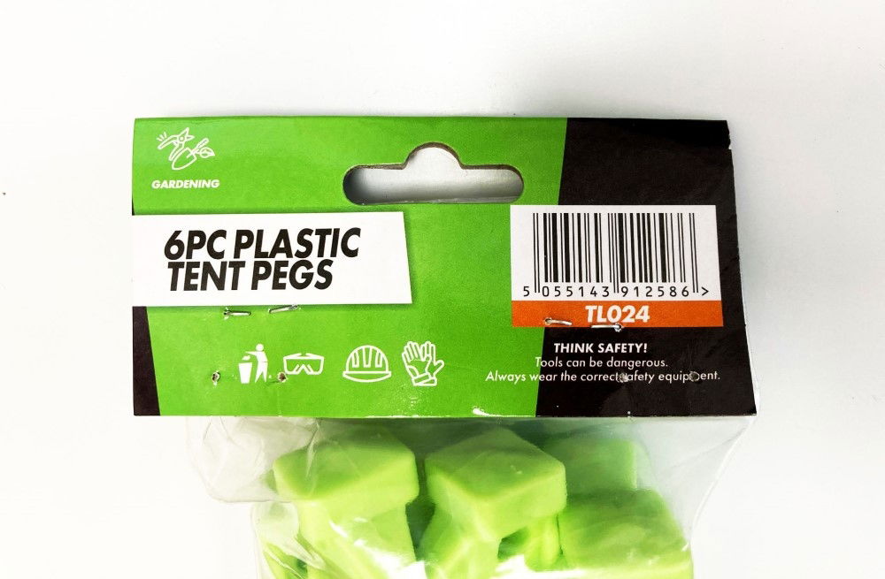PLASTIC TENT PEG SET 225mm PACK OF 6 - TOOLZONE KDPTL024 thumbnail 5