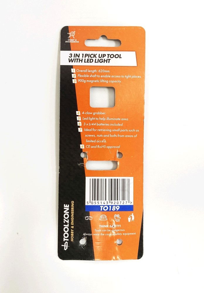 FLEXIBLE MAGNETIC PICK UP TOOL 3 IN 1 620mm WITH LED LIGHT AND CLAW - TOOLZONE KDPTO189 thumbnail 3