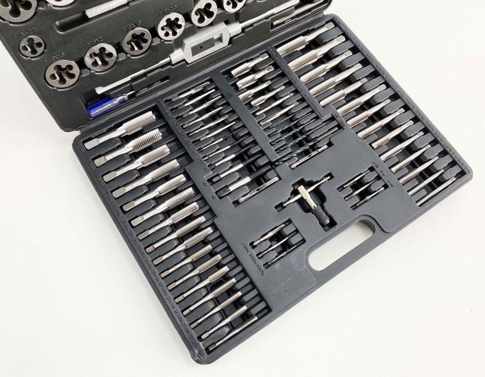 TAP AND DIE SET IMPERIAL 115 PIECE WITH HOLDERS AND WRENCHES - TOOLZONE KDPTP095 thumbnail 8
