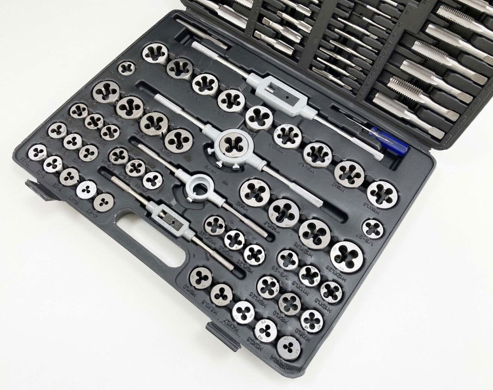 TAP AND DIE SET IMPERIAL 115 PIECE WITH HOLDERS AND WRENCHES - TOOLZONE KDPTP095 thumbnail 9