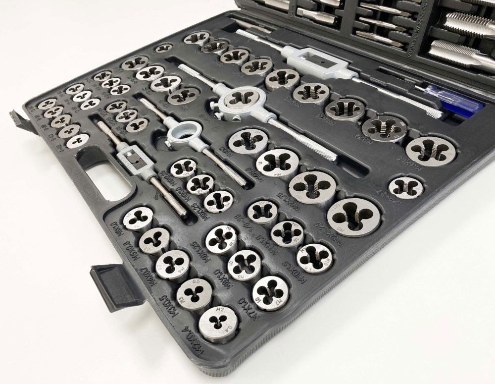 TAP AND DIE SET IMPERIAL 115 PIECE WITH HOLDERS AND WRENCHES - TOOLZONE KDPTP095 thumbnail 10