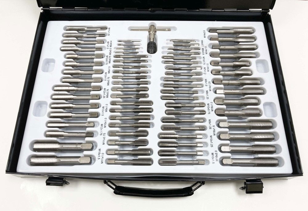 TAP AND DIE SET 110 PIECE ALLOY STEEL WITH WRENCHES - TOOLZONE KDPTP096 thumbnail 12