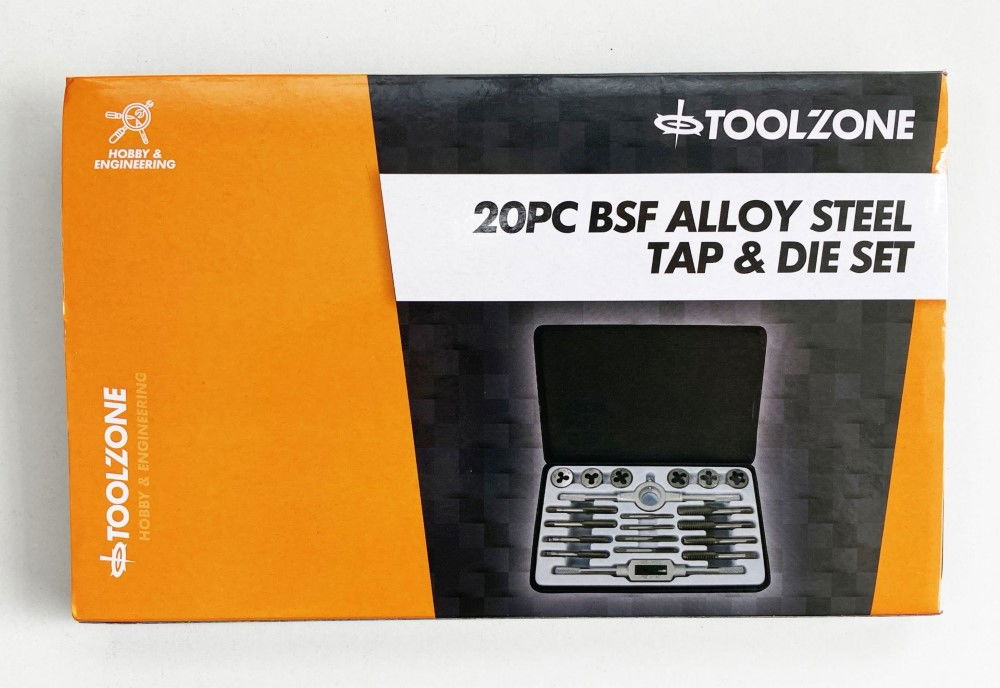 TAP AND DIE SET BSF 20 PIECE 3/16-1/2 TUNGSTEN ALLOY STEEL - TOOLZONE KDPTP098 thumbnail 2