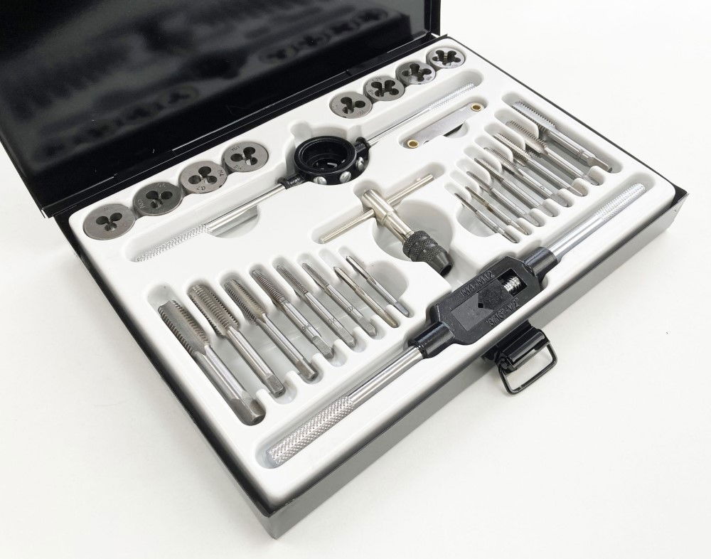 TAP AND DIE SET METRIC 28 PIECE ALLOY STEEL WITH WRENCHES - TOOLZONE KDPTP099 thumbnail 8
