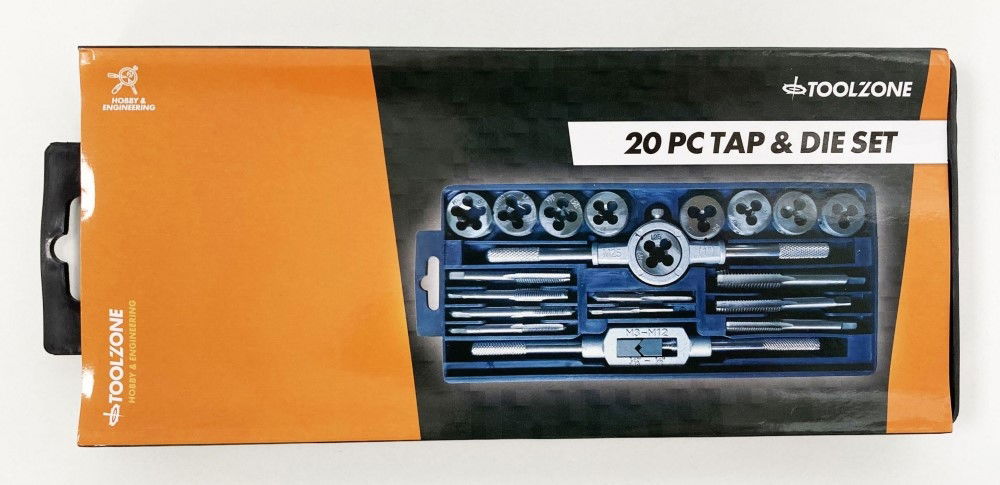 TAP AND DIE SET 20 PIECE CARBON STEEL METRIC M3-M12 - TOOLZONE KDPTP101 thumbnail 6