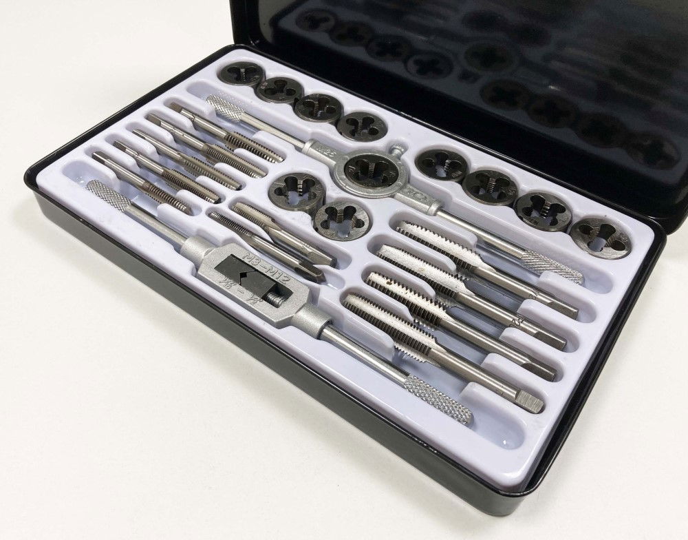 TAP AND DIE SET UNF/UNC 24 PIECE ALLOY STEEL WITH WRENCHES - TOOLZONE KDPTP103 thumbnail 6