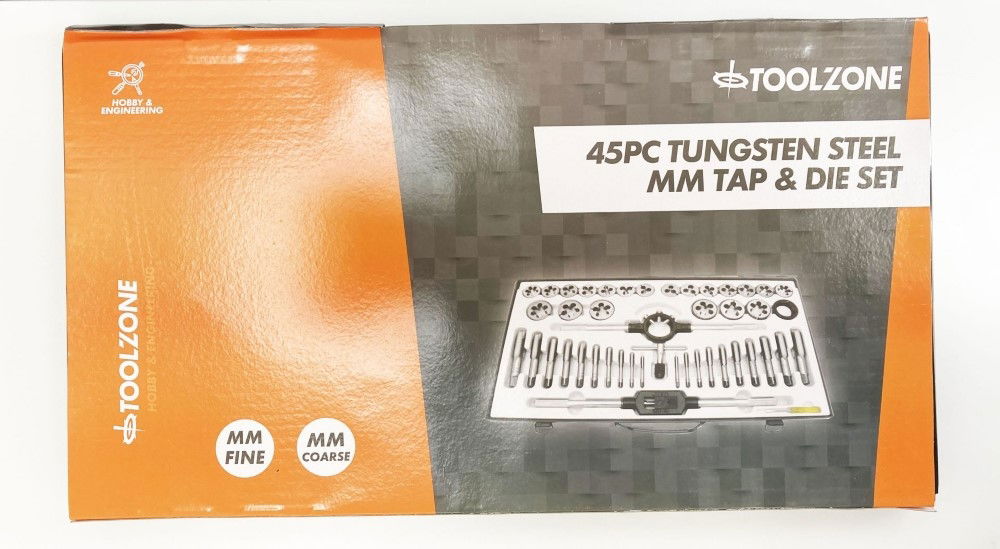 TAP AND DIE SET METRIC 45 PIECE LARGE TUNGSTEN ALLOY STEEL - TOOLZONE KDPTP106 thumbnail 4