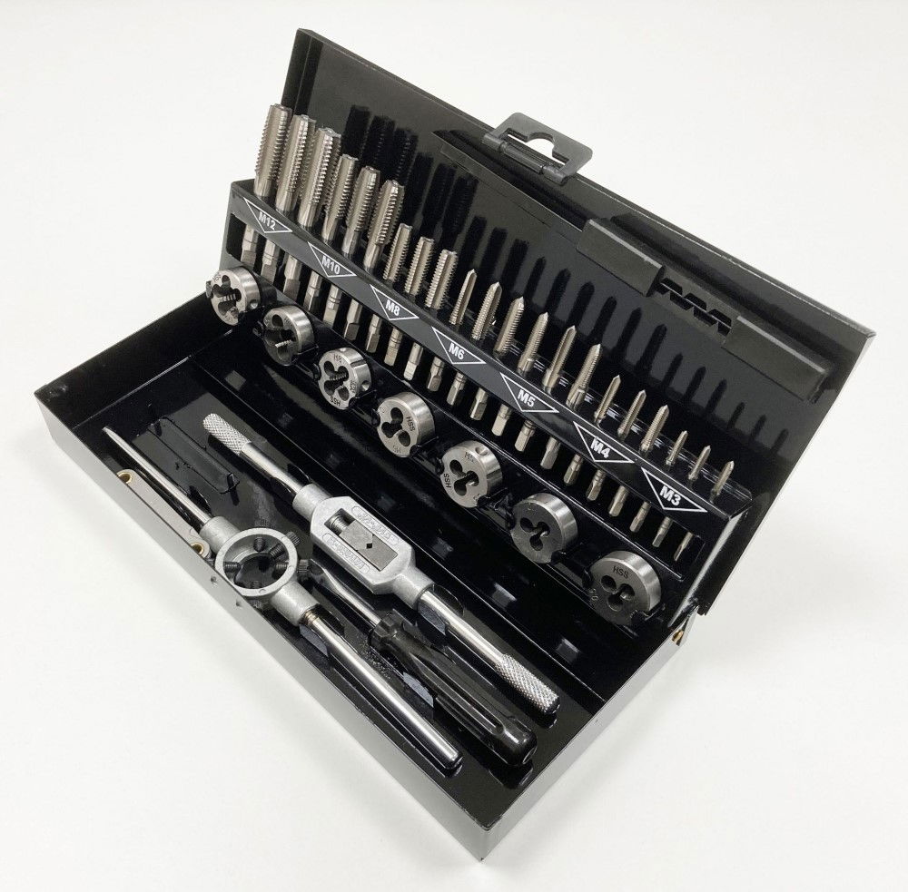 TAP AND DIE SET METRIC 32 PIECE HSS WITH WRENCHES - TOOLZONE KDPTP107 thumbnail 8