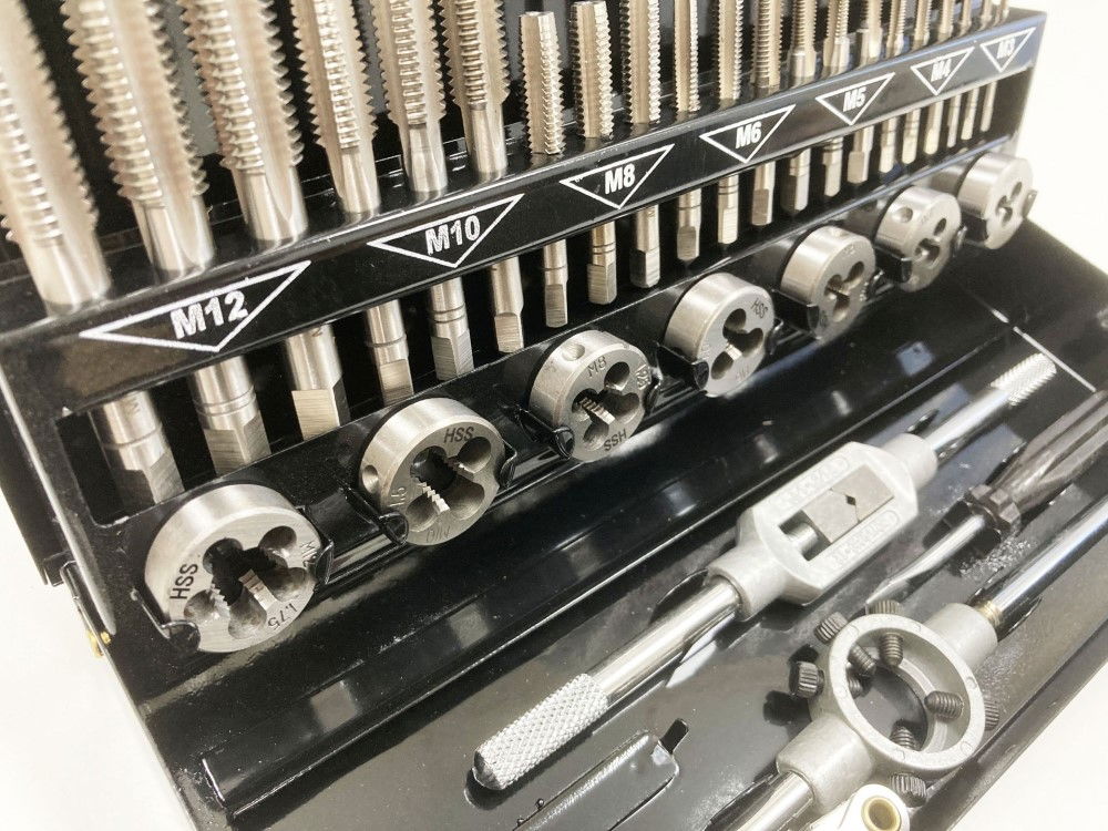 TAP AND DIE SET METRIC 32 PIECE HSS WITH WRENCHES - TOOLZONE KDPTP107 thumbnail 9