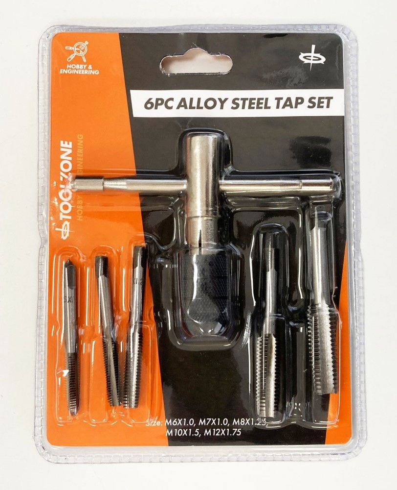 TAP WRENCH SET 6 PIECE WITH METRIC TAPS M6-M12 ALLOY STEEL - TOOLZONE KDPTP108 thumbnail 2