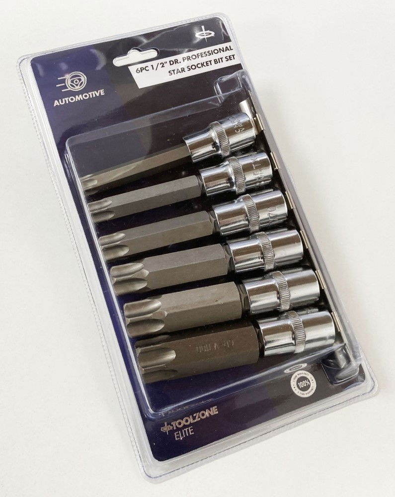 STAR BITS SET 6 PIECE 1/2 DRIVE T55-T100 100mm - TOOLZONE KDPTX036 thumbnail 2