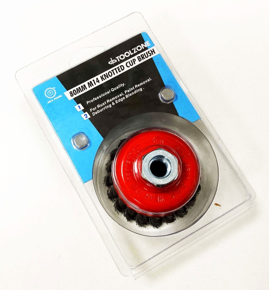 KNOT CUP BRUSH PROFESSIONAL M14 80mm OUTSIDE DIAMETER - TOOLZONE KDPWB004 thumbnail 2