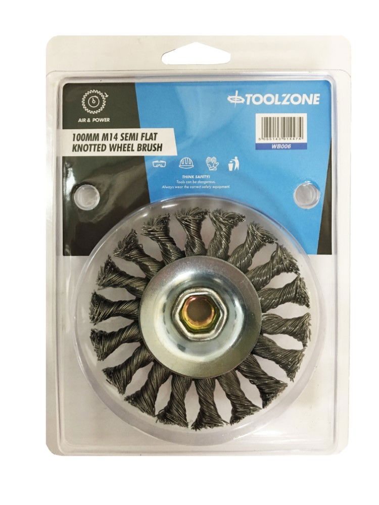 SEMI FLAT WIRE WHEEL PROFESSIONAL M14 100mm - TOOLZONE KDPWB006 thumbnail 2