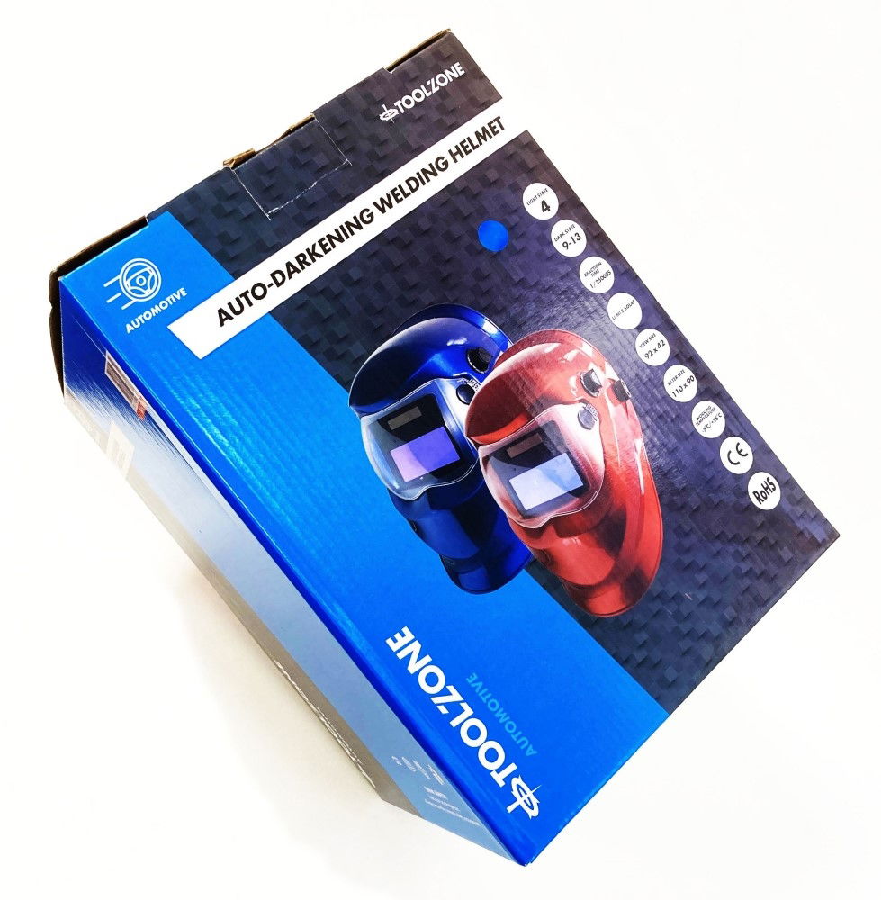 AUTO DARKENING WELDERS HELMET BLUE VARIABLE CONTROL - TOOLZONE KDPWH010B thumbnail 8