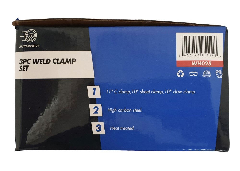 WELD CLAMP SET 3 PIECE 11 C CLAMP 10 SHEET CLAMP 10 CLAW CLAMP - TOOLZONE KDPWH025 thumbnail 4