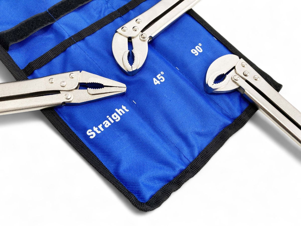 LOCKING PLIER SET 3 PIECE 15 STRAIGHT 45 DEGREE 90 DEGREE - TOOLZONE KDPWR119 thumbnail 4