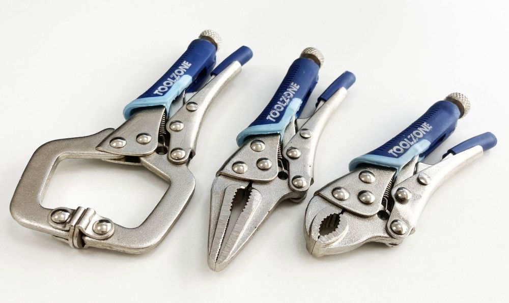 LOCKING WRENCH SET MINI 3 PIECE 4 5 CURVED JAW LONG NOSE C CLAMP - TOOLZONE KDPWR127 thumbnail 6