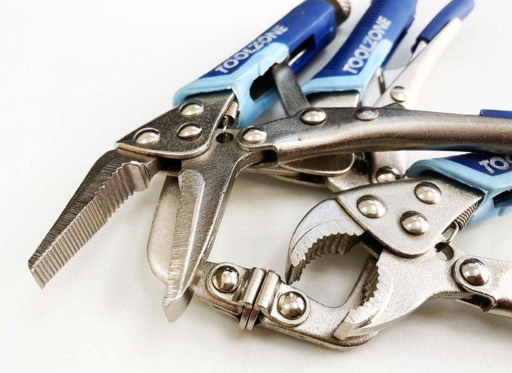 LOCKING WRENCH SET MINI 3 PIECE 4 5 CURVED JAW LONG NOSE C CLAMP - TOOLZONE KDPWR127 thumbnail 7
