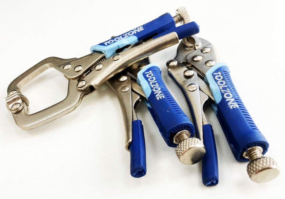 LOCKING WRENCH SET MINI 3 PIECE 4 5 CURVED JAW LONG NOSE C CLAMP - TOOLZONE KDPWR127 thumbnail 8