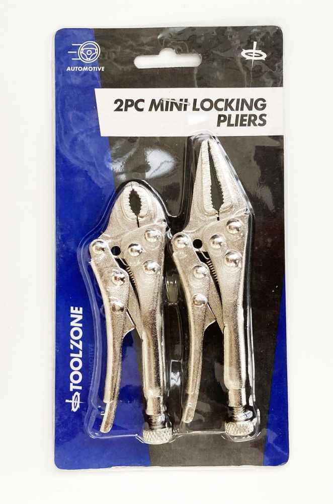 LOCKING PLIERS MINI 2 PIECE LONG NOSE CURVED JAW - TOOLZONE KDPWR129 thumbnail 2