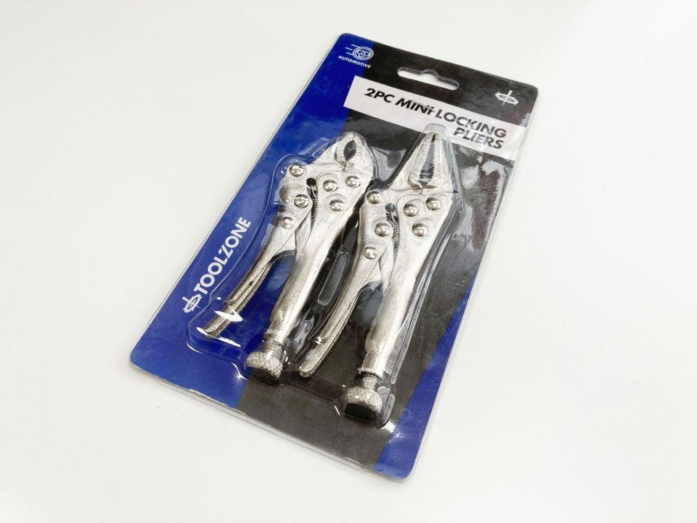 LOCKING PLIERS MINI 2 PIECE LONG NOSE CURVED JAW - TOOLZONE KDPWR129 thumbnail 3