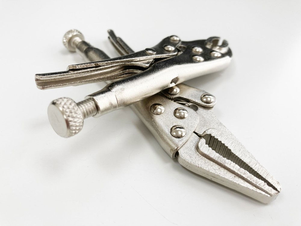 LOCKING PLIERS MINI 2 PIECE LONG NOSE CURVED JAW - TOOLZONE KDPWR129 thumbnail 7