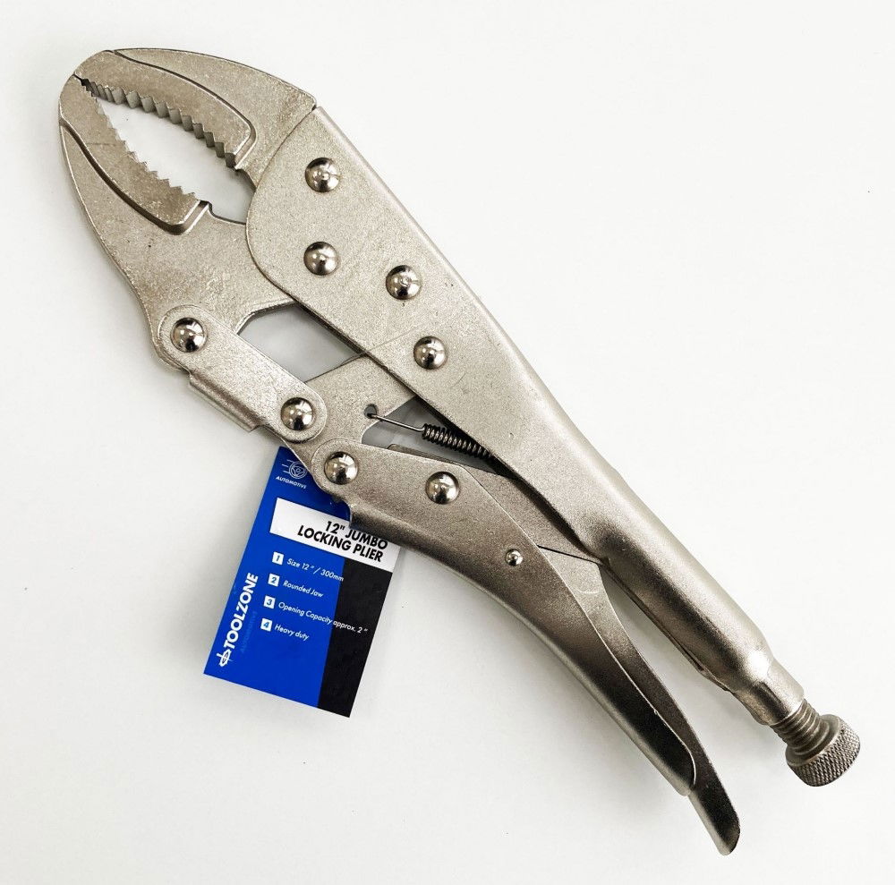 LOCKING PLIERS JUMBO 12 CURVED JAW MAX JAW SIZE 70mm - TOOLZONE KDPWR133 thumbnail 2