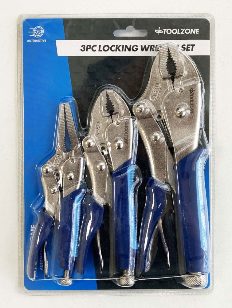 LOCKING PLIER SET 3 PIECE CRV SOFTGRIP 7 10 CURVED JAW 6.5 LONG NOSE - TOOLZONE KDPWR174 thumbnail 2