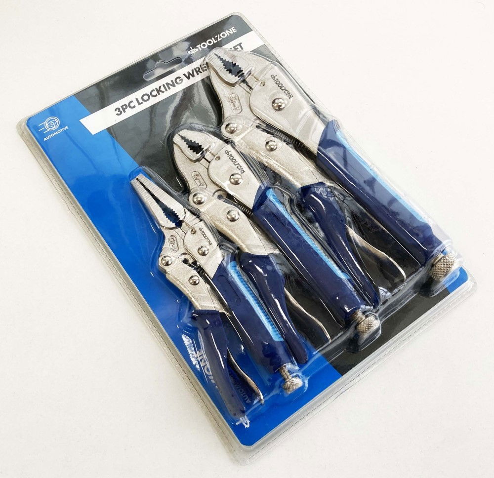 LOCKING PLIER SET 3 PIECE CRV SOFTGRIP 7 10 CURVED JAW 6.5 LONG NOSE - TOOLZONE KDPWR174 thumbnail 3