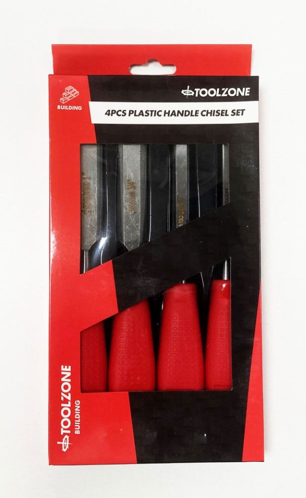 CHISEL SET PLASTIC HANDLE 4PC 1/4, 1/2, 3/4, 1 - TOOLZONE KDPWW040 thumbnail 2