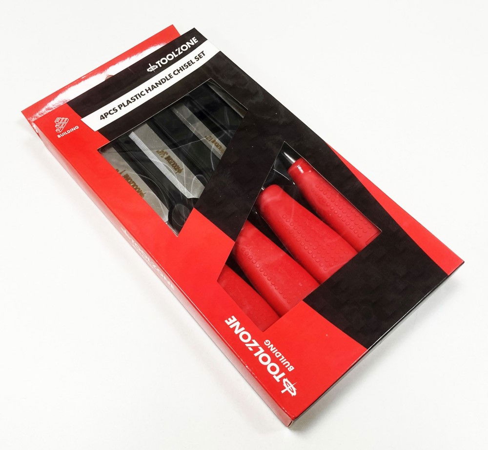 CHISEL SET PLASTIC HANDLE 4PC 1/4, 1/2, 3/4, 1 - TOOLZONE KDPWW040 thumbnail 3