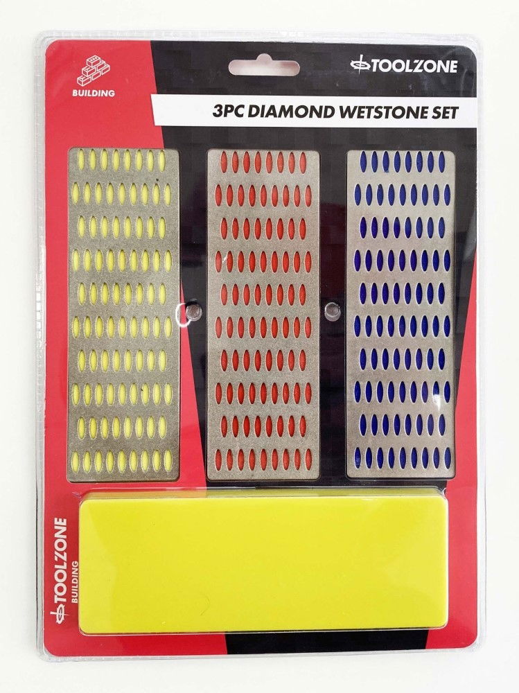 WHETSTONE DIAMOND 3PC 6 x 2 180 280 400 GRIT WITH HOLDER - TOOLZONE KDPWW069 thumbnail 2