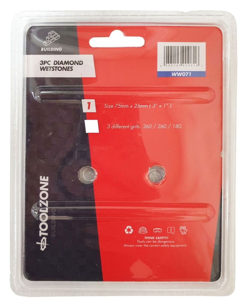 WHETSTONE DIAMOND 3PC 1 x 3 180 280 360 GRIT - TOOLZONE KDPWW071 thumbnail 2