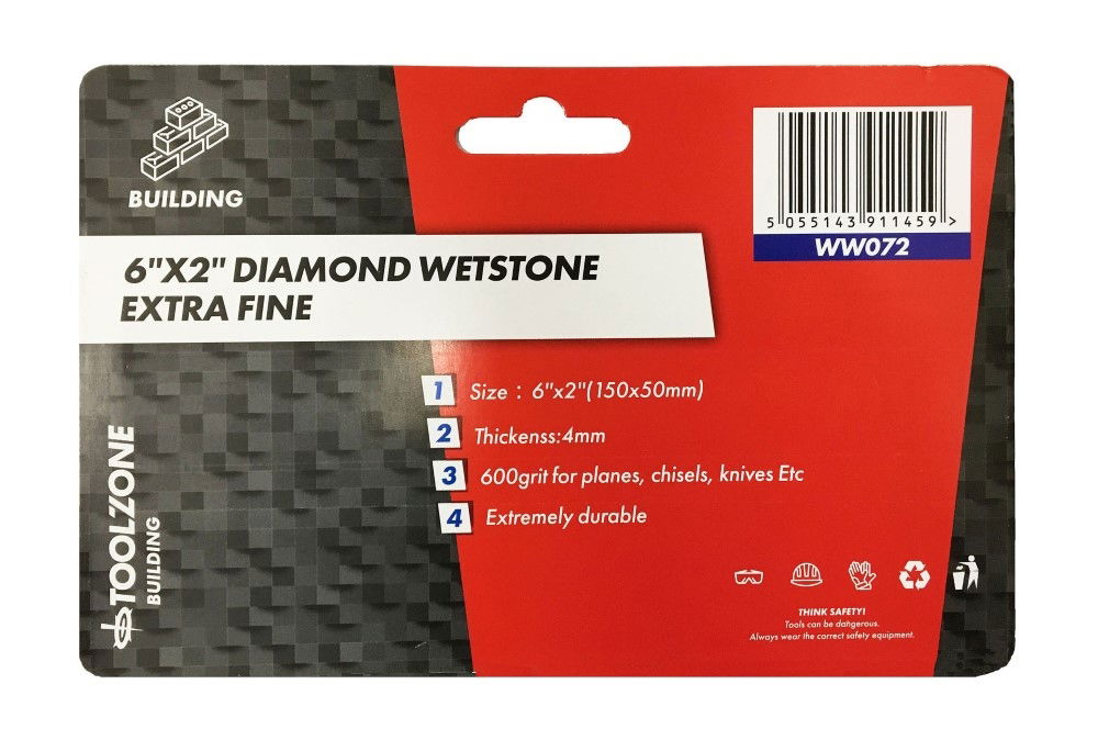 WHETSTONE DIAMOND EXTRA FINE 600 GRIT 50x150mm - TOOLZONE KDPWW072 thumbnail 2