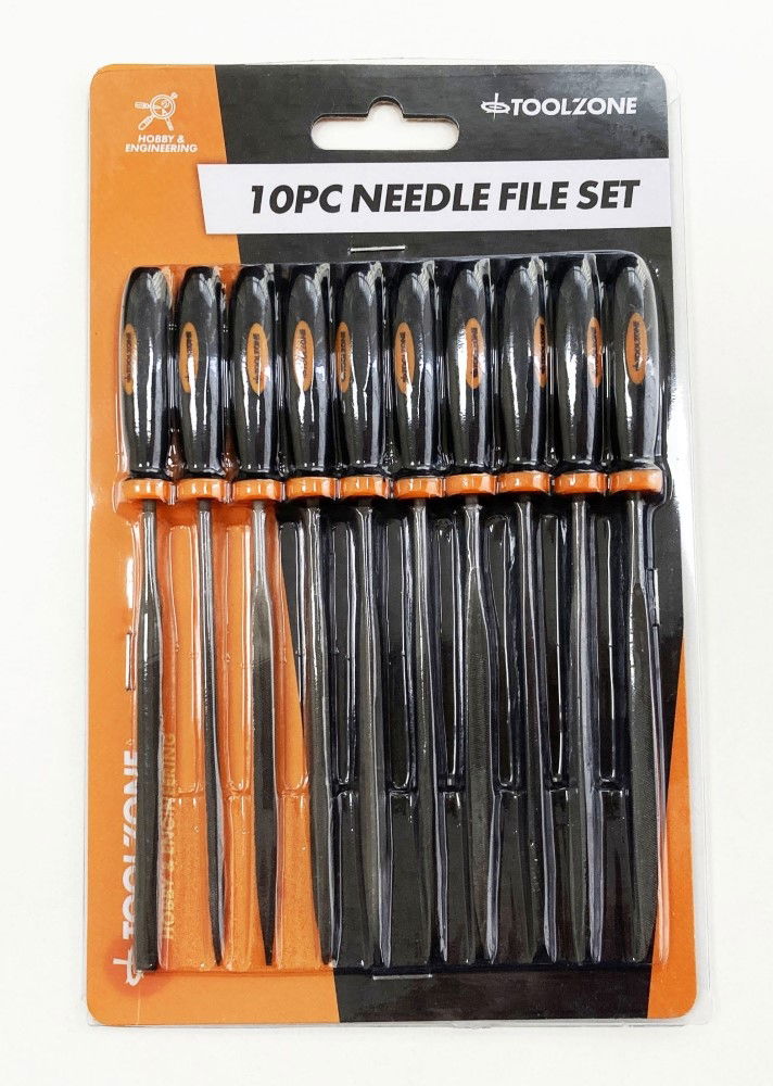 NEEDLE FILE SET 10PC BEARING STEEL VARIOUS SHAPES WITH POUCH - TOOLZONE KDPWW084 thumbnail 4