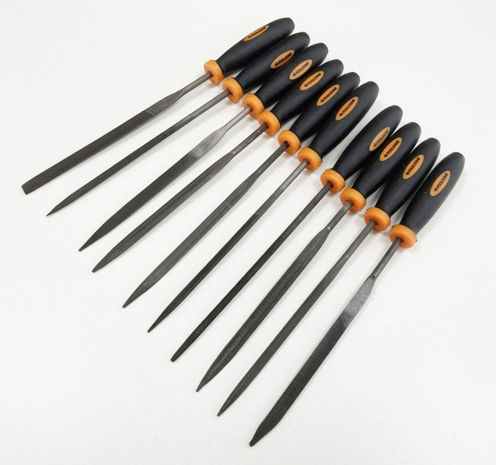 NEEDLE FILE SET 10PC BEARING STEEL VARIOUS SHAPES WITH POUCH - TOOLZONE KDPWW084 thumbnail 7