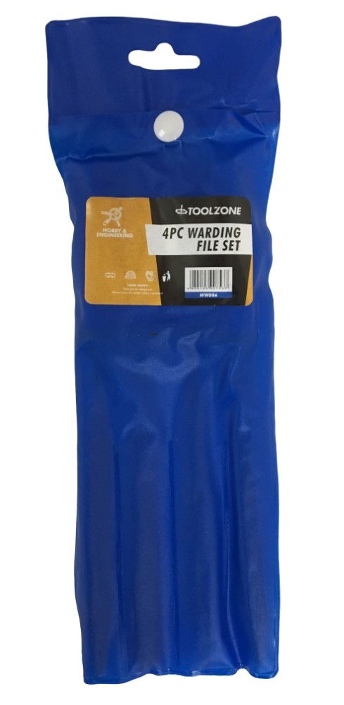 WARDING FILE SET 4PC 6 HIGH CARBON STEEL VARIOUS SHAPES WITH POUCH - TOOLZONE KDPWW086 thumbnail 6
