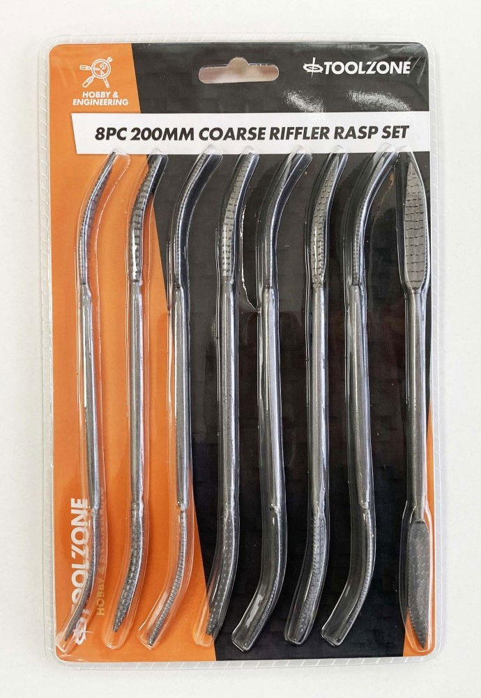 RIFFLER WOOD RASP SET 8PC 8 DOUBLE ENDED VARIOUS SHAPES WITH POUCH - TOOLZONE KDPWW098 thumbnail 2