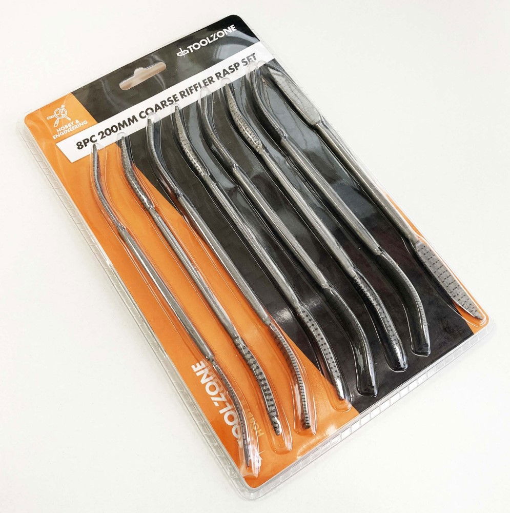 RIFFLER WOOD RASP SET 8PC 8 DOUBLE ENDED VARIOUS SHAPES WITH POUCH - TOOLZONE KDPWW098 thumbnail 3