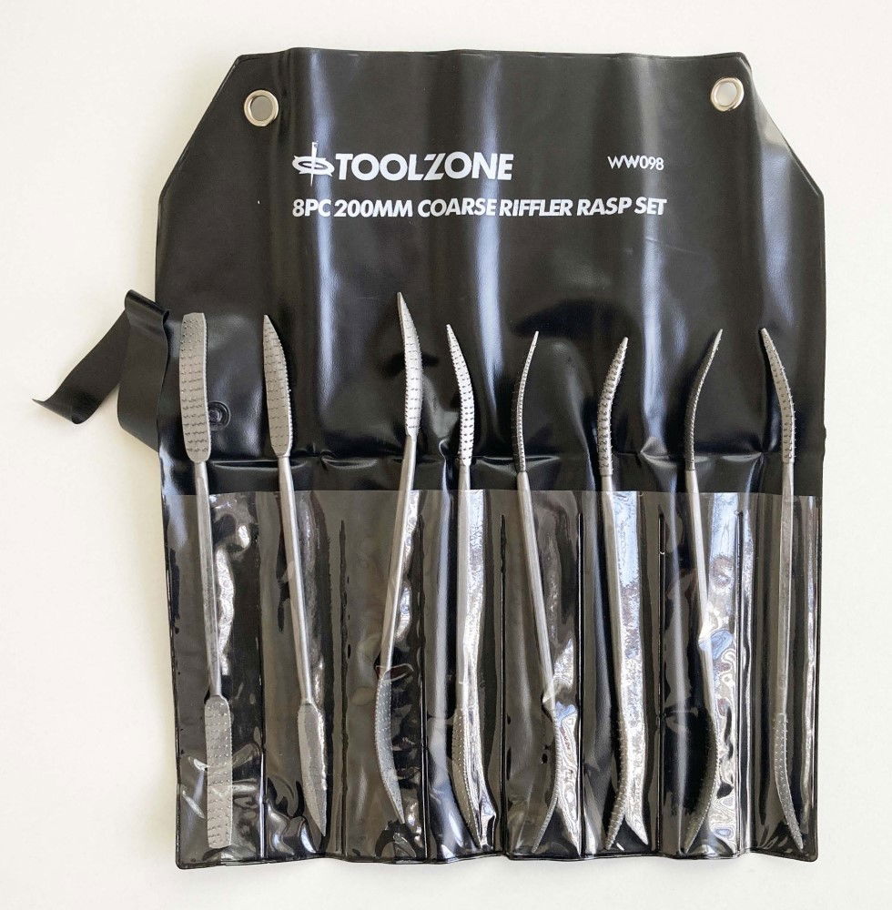 RIFFLER WOOD RASP SET 8PC 8 DOUBLE ENDED VARIOUS SHAPES WITH POUCH - TOOLZONE KDPWW098 thumbnail 7