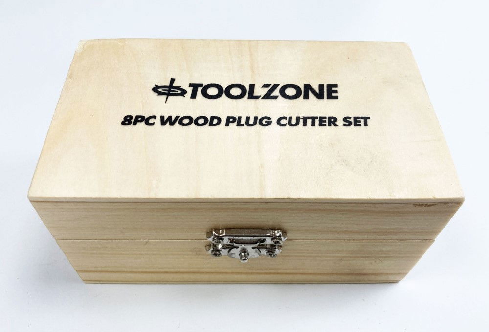 WOOD PLUG CUTTER SET 8PC 6mm 10mm 13mm 16mm 10mm SHANK IN WOOD BOX - TOOLZONE KDPWW132 thumbnail 5