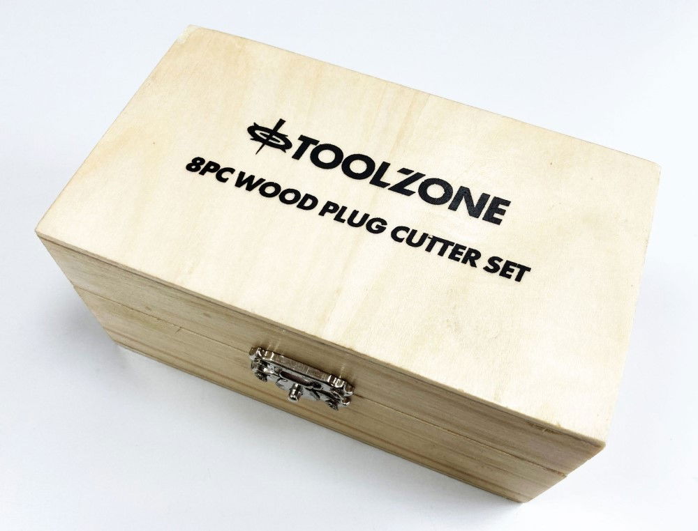 WOOD PLUG CUTTER SET 8PC 6mm 10mm 13mm 16mm 10mm SHANK IN WOOD BOX - TOOLZONE KDPWW132 thumbnail 6