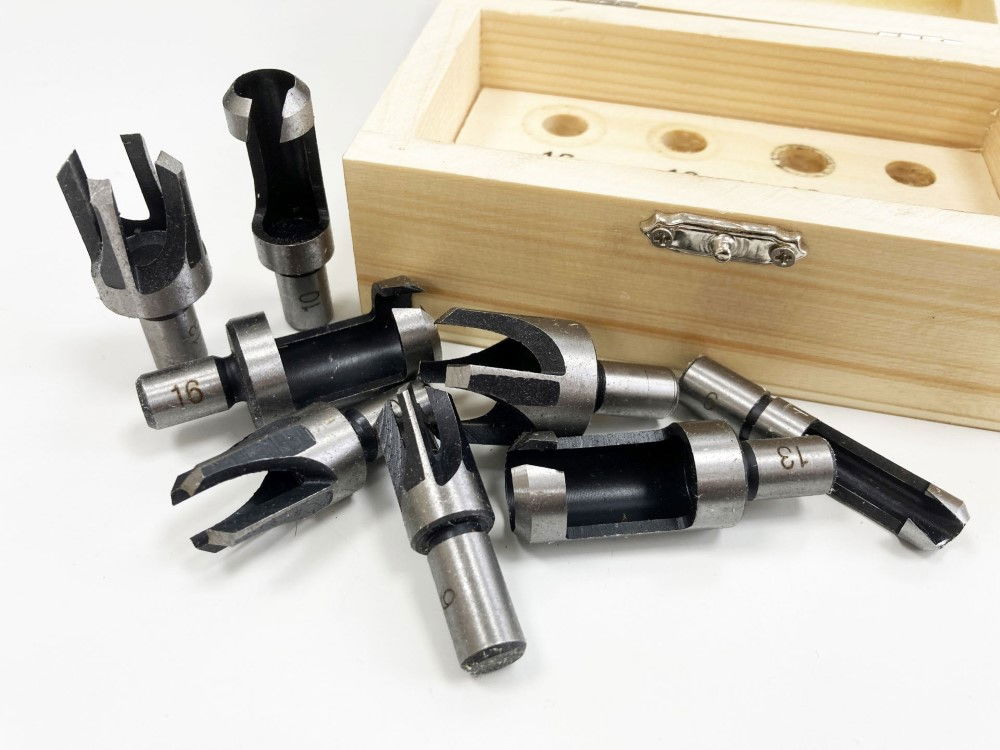 WOOD PLUG CUTTER SET 8PC 6mm 10mm 13mm 16mm 10mm SHANK IN WOOD BOX - TOOLZONE KDPWW132 thumbnail 8