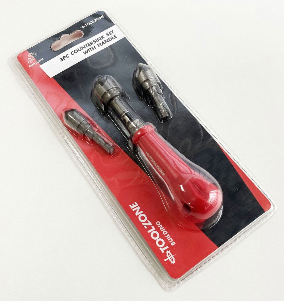 COUNTERSINK SET 3PC WITH HANDLE 12mm 16mm 19mm 1/4 HEX SHANK - TOOLZONE KDPWW167 thumbnail 3
