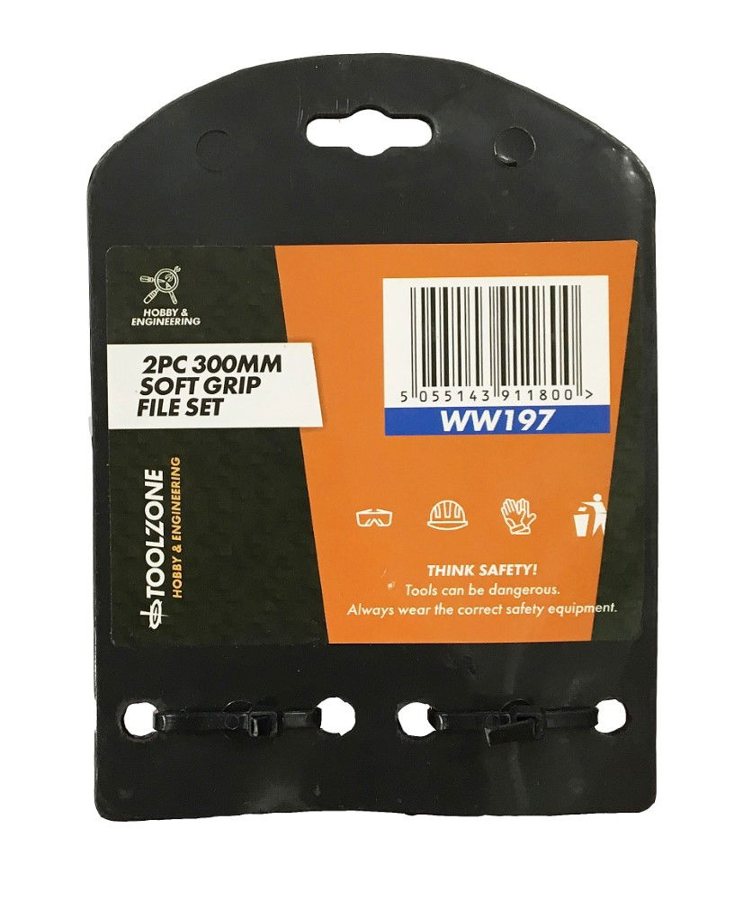 FILE SET 2PC 300mm SOFT GRIP HANDLES FLAT AND HALF ROUND - TOOLZONE KDPWW197 thumbnail 3